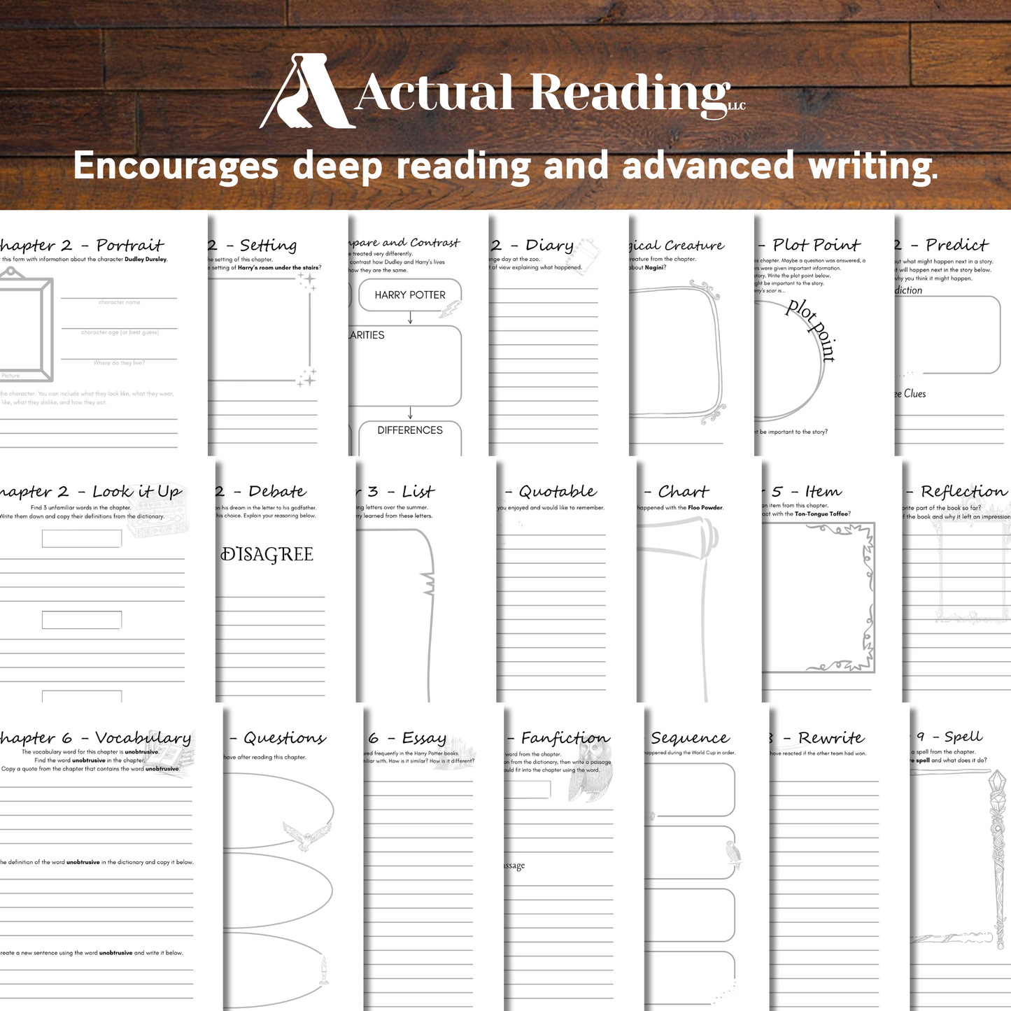 [DIGITAL] English Language Arts Unofficial Companion Literature Guide | Harry Potter Books 1-4 Bundle | Grade: 3 - 8 (Age: 8-14)